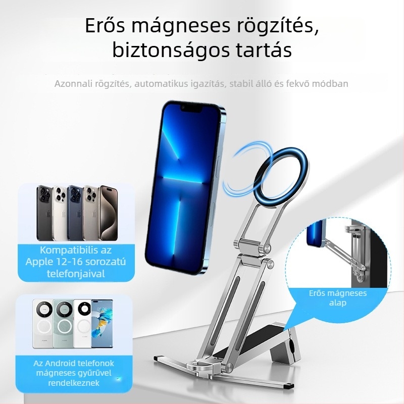 Háromszög alakú asztali telefontartó, ultra vékony, összecsukható és hordozható fotózásához