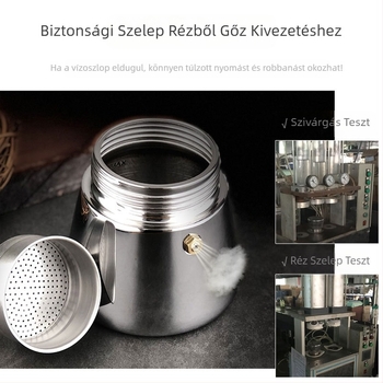 304 rozsdamentes acél moka kanna, 200 ml, indukciós főzőfelülettel kompatibilis, hordozható, olasz stílus
