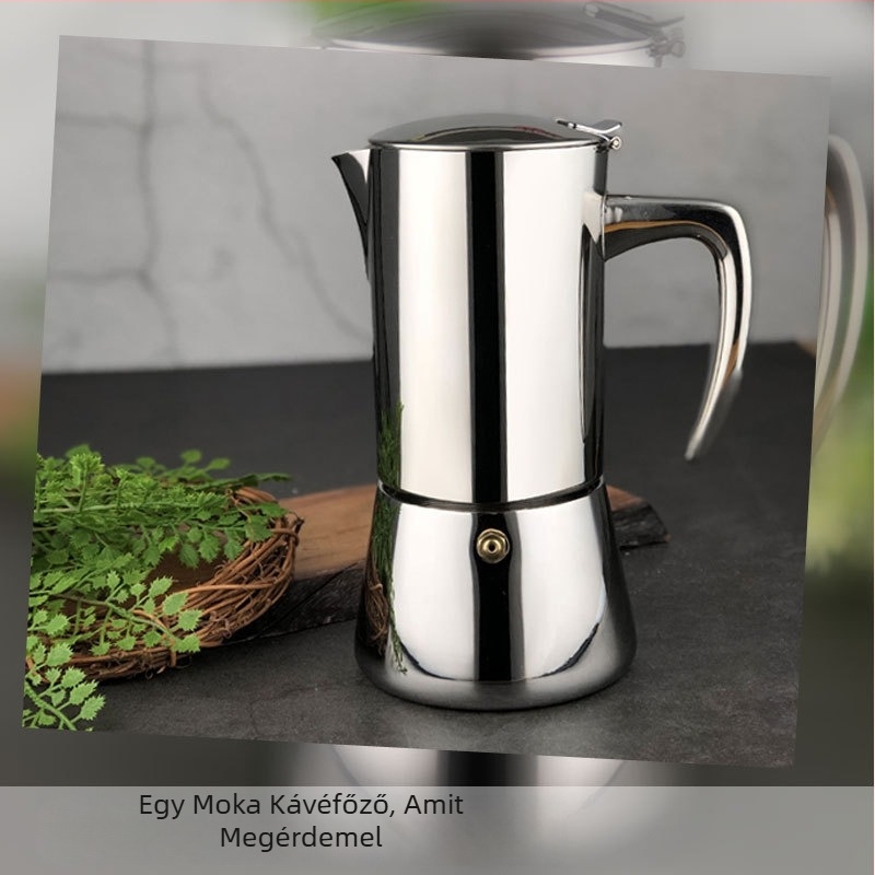 304 rozsdamentes acél moka kanna, 200 ml, indukciós főzőfelülettel kompatibilis, hordozható, olasz stílus