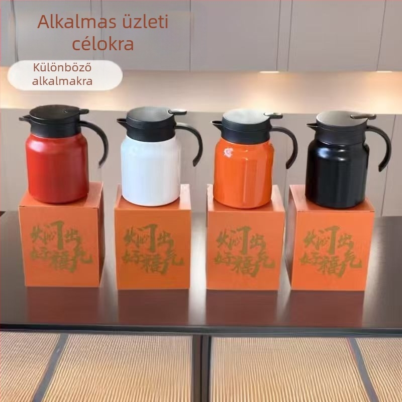 Új stílusú termosz kávéhoz, nagy kapacitású, égésvédő, élelmiszer-minőségű 316L rozsdamentes acél, logóval ellátott ajándék verzió
