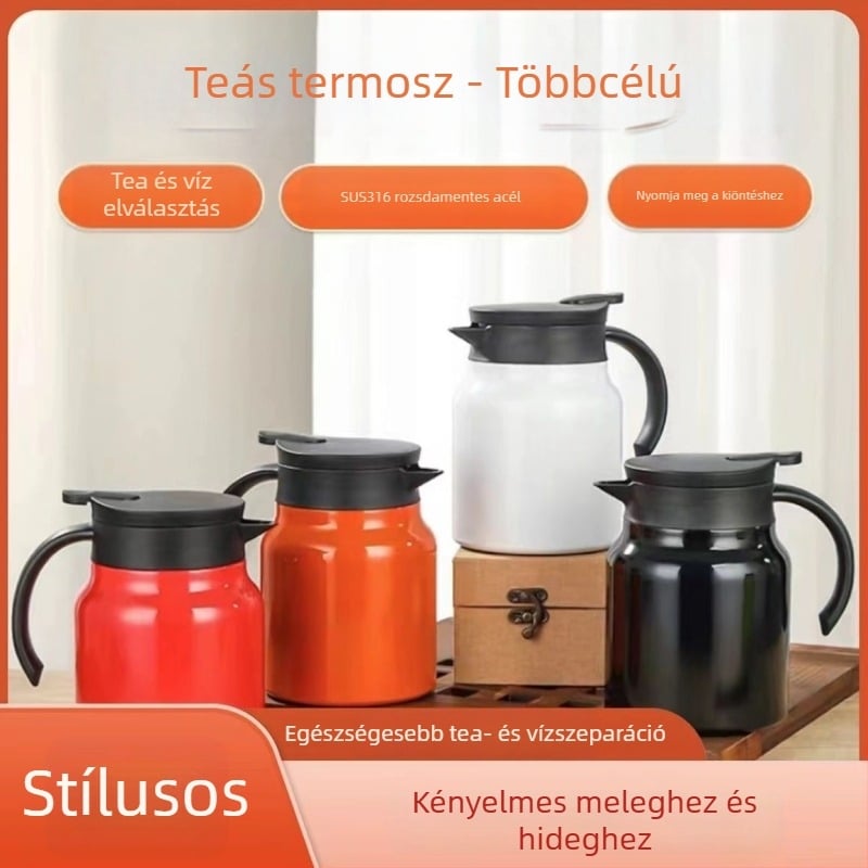 Új stílusú termosz kávéhoz, nagy kapacitású, égésvédő, élelmiszer-minőségű 316L rozsdamentes acél, logóval ellátott ajándék verzió