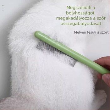 Macskaápolási fésű finom fogakkal a szőr kibogozásához és a laza szőr eltávolításához; tűs fésű háziállatok számára