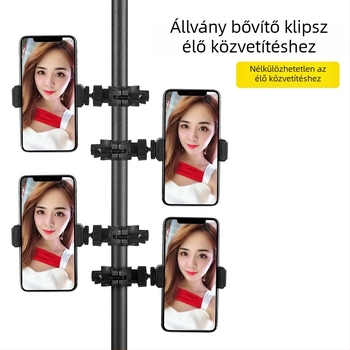 Élő közvetítéshez állvány és háromlábú tartó – telefonra/tabletre szánt klipsz fej – 2 darabos készlet, univerzális mikrofon-kiegészítő