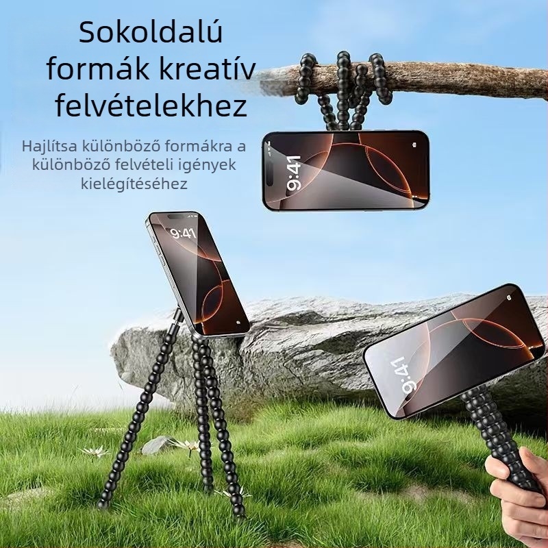 Többcélú mágneses telefon-tartó rugalmas karokkal, felvételhez és élő közvetítéshez, kompakt fotóállvány