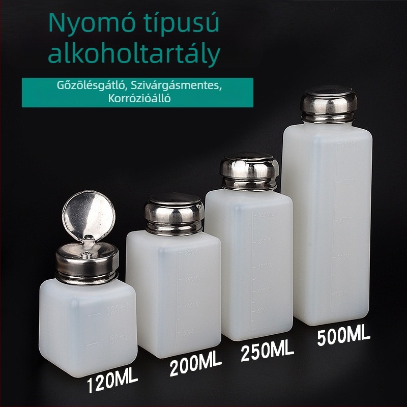 Nyomófejes alumínium-plasztik alkoholos palack pumpával, ipari oldószerekhez, antistatikus