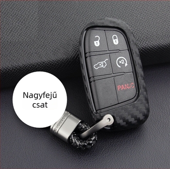 Karbonszálas szilikon kulcstartó tok Jeep, Dodge, Chrysler, Fiat számára