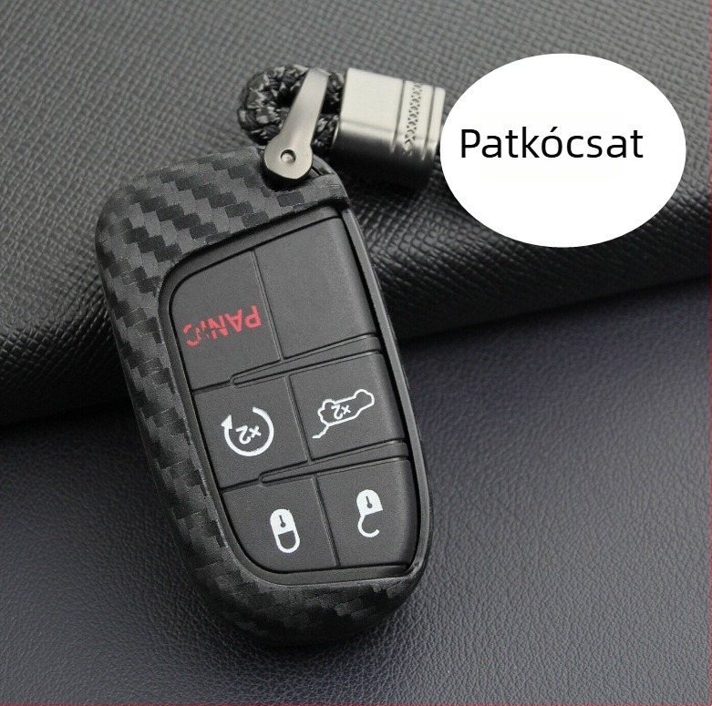 Karbonszálas szilikon kulcstartó tok Jeep, Dodge, Chrysler, Fiat számára