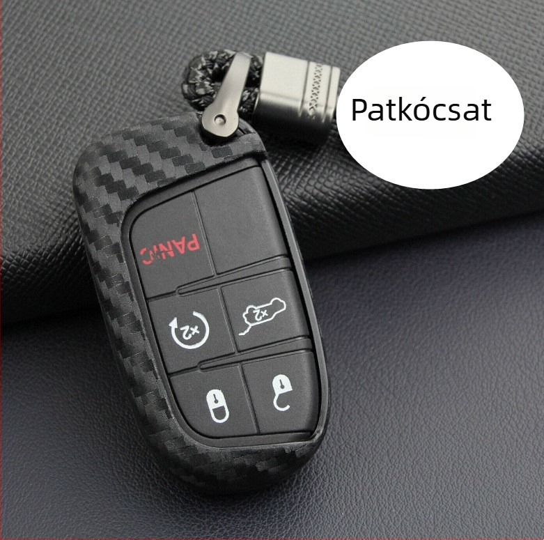 Karbonszálas szilikon kulcstartó tok Jeep, Dodge, Chrysler, Fiat számára