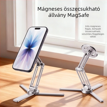 Új alumínium ötvözetből készült telefon-tartó felvételhez, kézben tartott élő közvetítéses állvány, mágneses asztali telefonállvány szelfi videóhoz