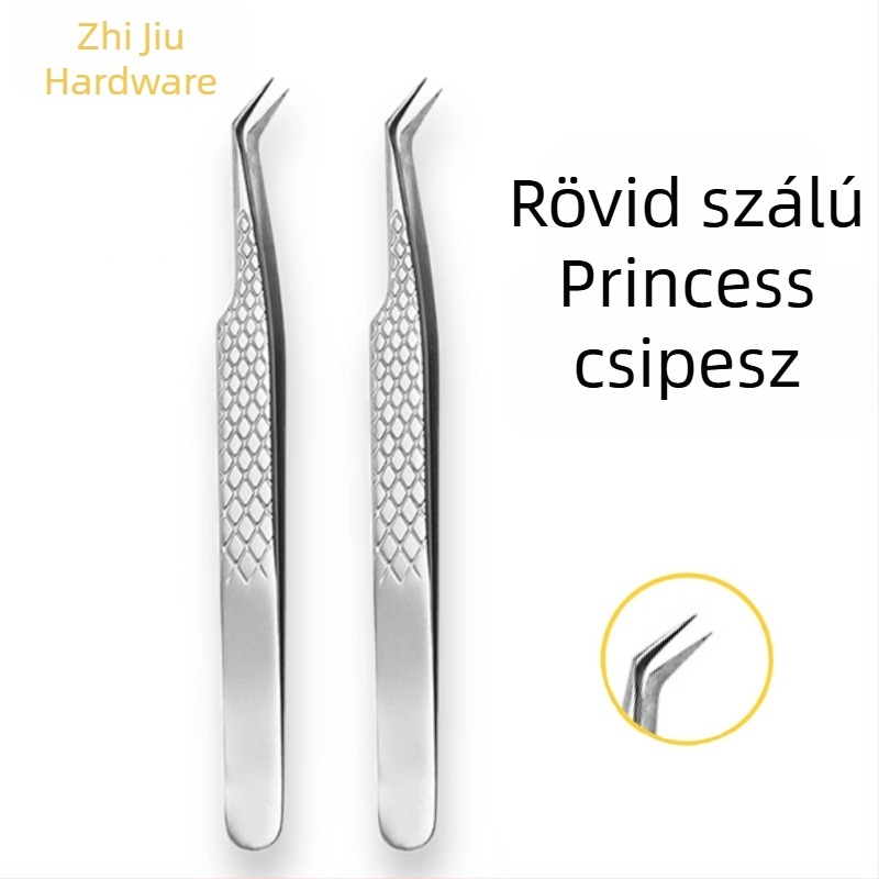 Magas pontosságú professzionális szempillacsipesz, csúszásmentes rozsdamentes acélból, Hercegnő-stílusú klip
