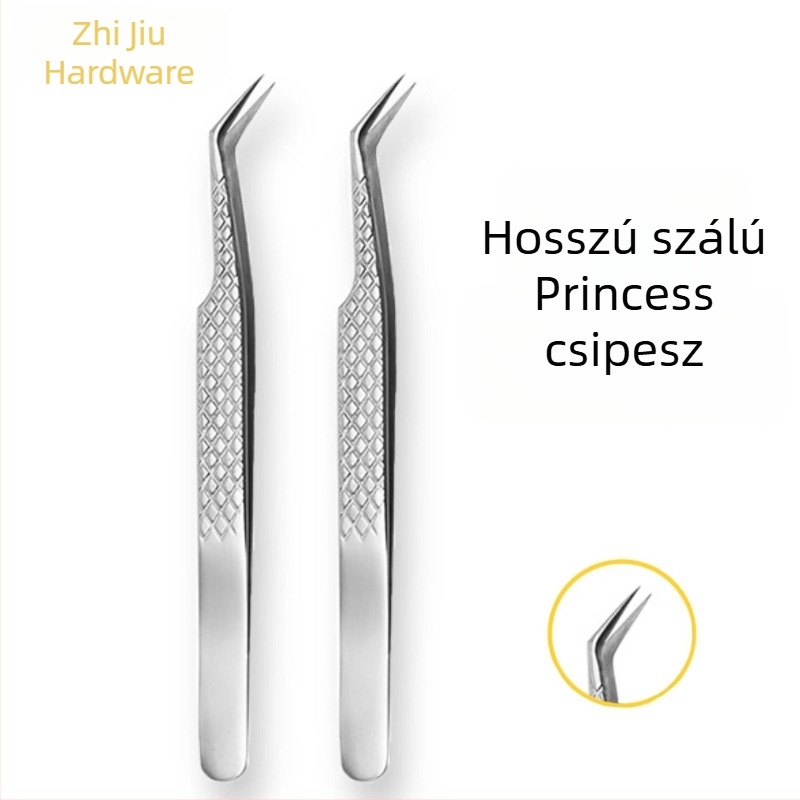 Magas pontosságú professzionális szempillacsipesz, csúszásmentes rozsdamentes acélból, Hercegnő-stílusú klip