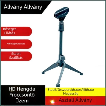 Asztali mikrofonállvány, háromlábú – univerzális kondenzátor mikrofonokhoz, karaoke, felvétel és élő közvetítés