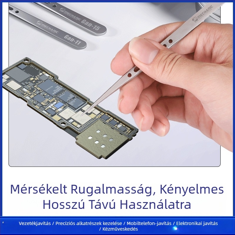 Repairman G-15 rozsdamentes acélból készült anti-mágneses, hajlított végű csipesz, nagy pontosságú; G-11 egyenes végű csipesz mobiltelefon javításhoz