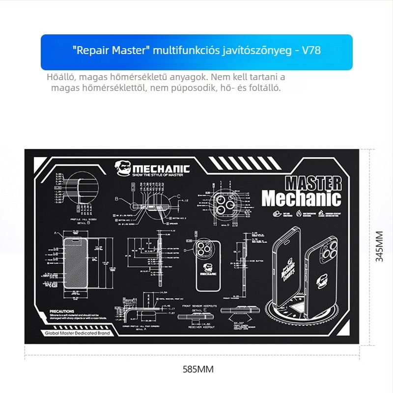 Repair Guy multifunkciós javító munkapad, hőálló csúszásmentes szigetelő párna mobiltelefonhoz, számítógéphez és tablet-hez, nagy méret
