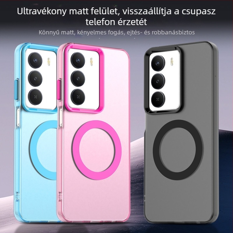Realme 14X5G mattszínű mágneses védőtok, ütésálló, IMD folyamat, ujjlenyomat-mentes