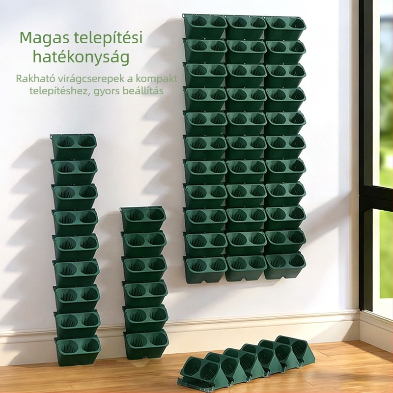 Függőleges falikertészeti tartó önöntöző rendszerrel, méhsejt mintázatú, háromdimenziós növényfal