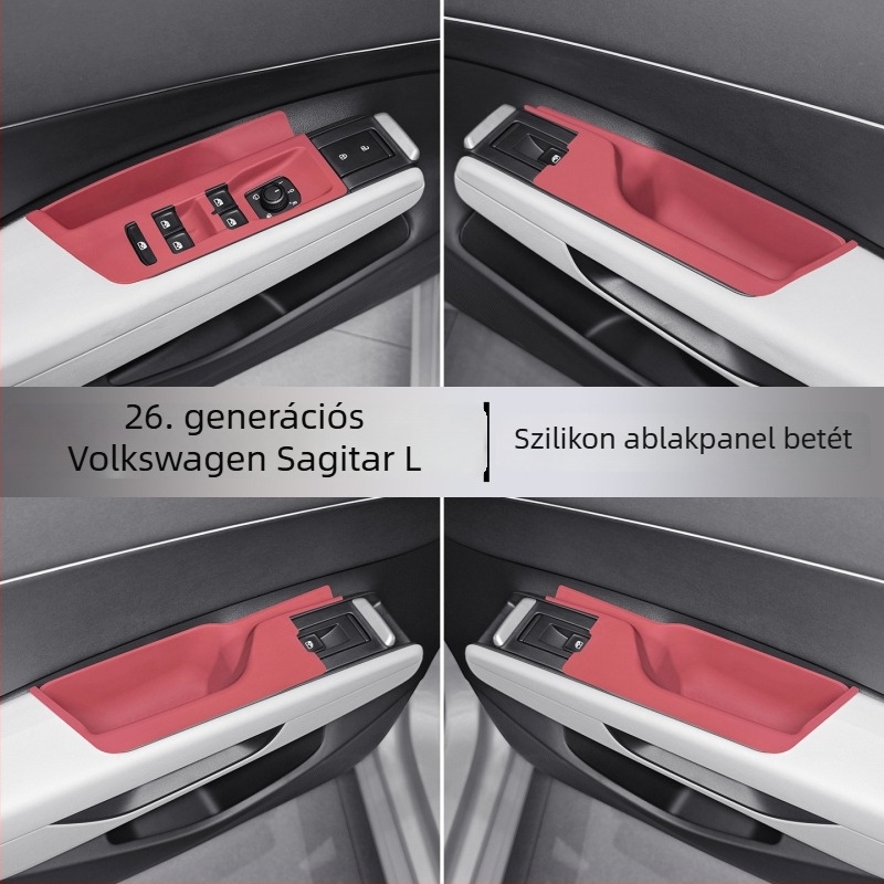 VW Sagitar L középkonzol szilikon pad, kompatibil 26 modellel; négy ajtó ablakemelésének védelme, csúszásmentes dekoratív belső kiegészítő.
