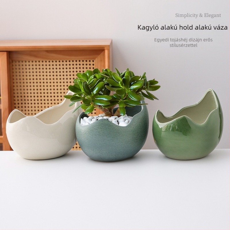 Kerámiából készült orchidea virágtartó, nappali asztali virágváza, beltéri bonsai – pénzfát