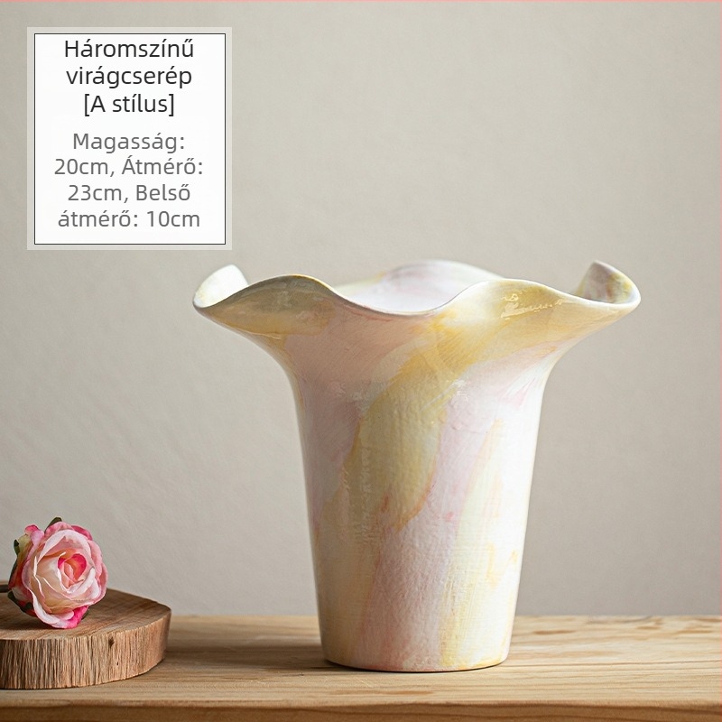 Royal Three Mud kerámia orchidea váza – modern, minimalist stílus, asztali dekoráció otthonra