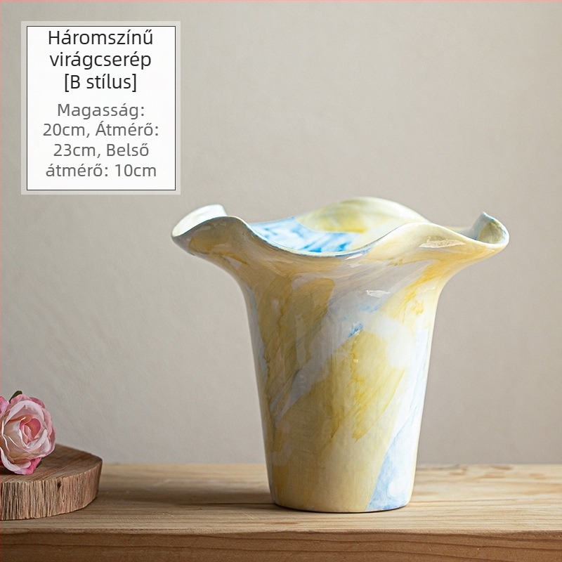 Royal Three Mud kerámia orchidea váza – modern, minimalist stílus, asztali dekoráció otthonra