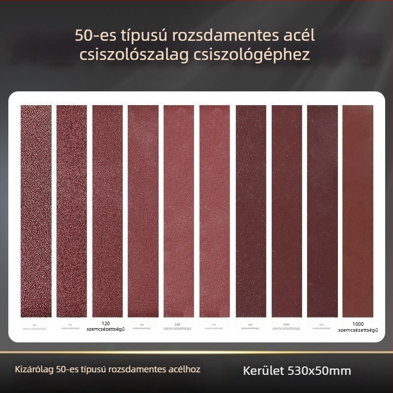 50-típusú meghosszabbított verzió rozsdamentes acél szalagcsiszolóhoz illeszkedő csiszoló szalag 530x50 mm