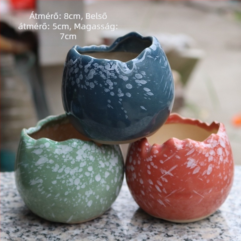 Kerámiából készült színes tojáshéj mintázatú szukkulens virágtartó, mini a belső asztalhoz és otthoni balkonnak, retro stílus
