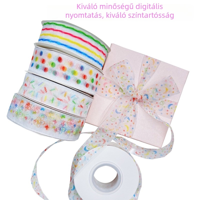 Kiváló minőségű digitális nyomtatású szalag Gyermeknapra – óvodai ajándékcsomagoláshoz, DIY sütemény dekorációhoz