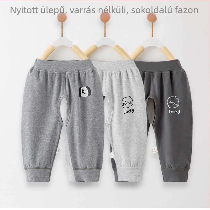 Baba nyitott ágyékrészű nadrág potty-traininghez, uniszex, pamut hosszú nadrág, tavasz–ősz