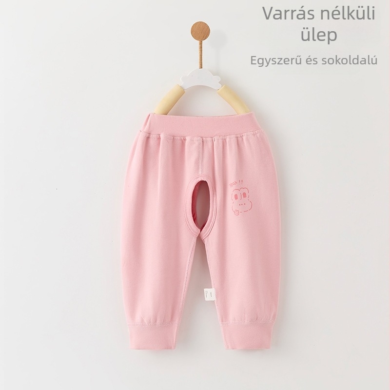 Baba nyitott ágyékrészű nadrág potty-traininghez, uniszex, pamut hosszú nadrág, tavasz–ősz