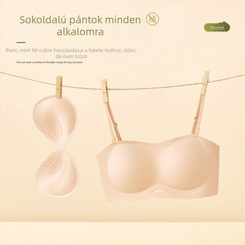 Váll nélküli push-up melltartó nőknek, csúszásmentes, varrásmentes, vastag töltőpárnás, kis melltömeg kiemeléséhez, manga stílus