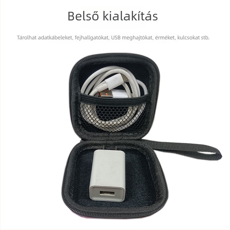 EVA Cartoon vezeték nélküli fülhallgató tok kábelrendezővel, érme zsebbel és mini USB meghajtó tárolóval