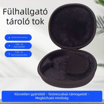 Over-ear Bluetooth fejhallgató tároló táska, ütésálló, porálló, hordozható EVA tok