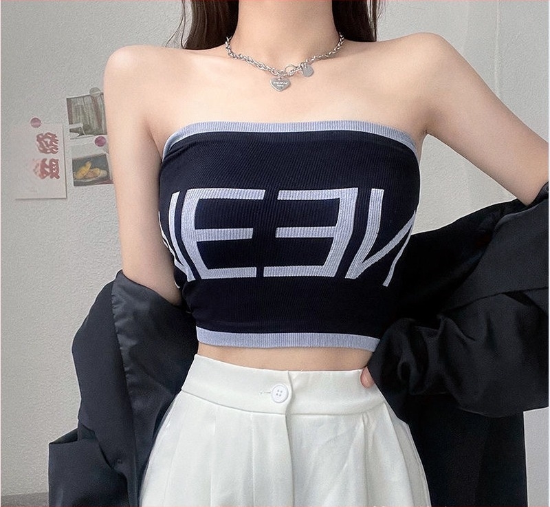 Váll nélküli bandeau melltartó, párnázott, légáteresztő, szexi top