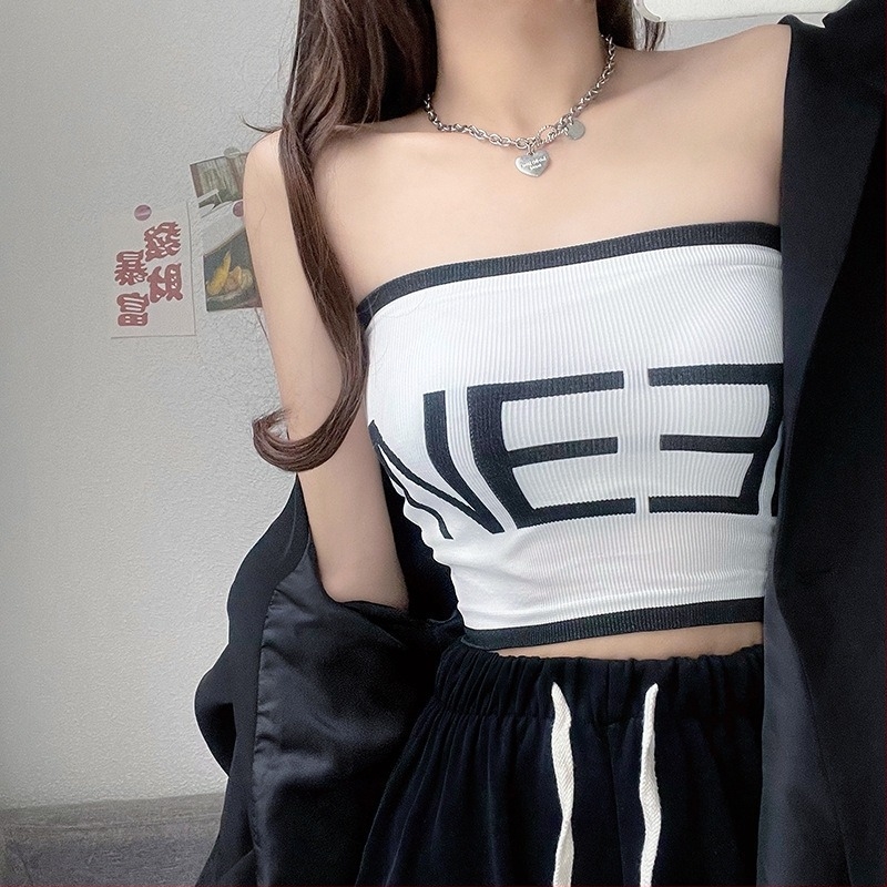 Váll nélküli bandeau melltartó, párnázott, légáteresztő, szexi top