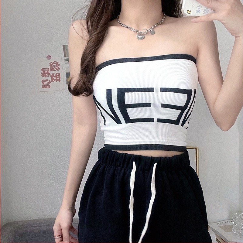 Váll nélküli bandeau melltartó, párnázott, légáteresztő, szexi top