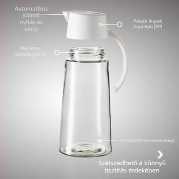 Automata nyitás-zárású üveg olajtartó, készlet szójaszószhoz és ecethez