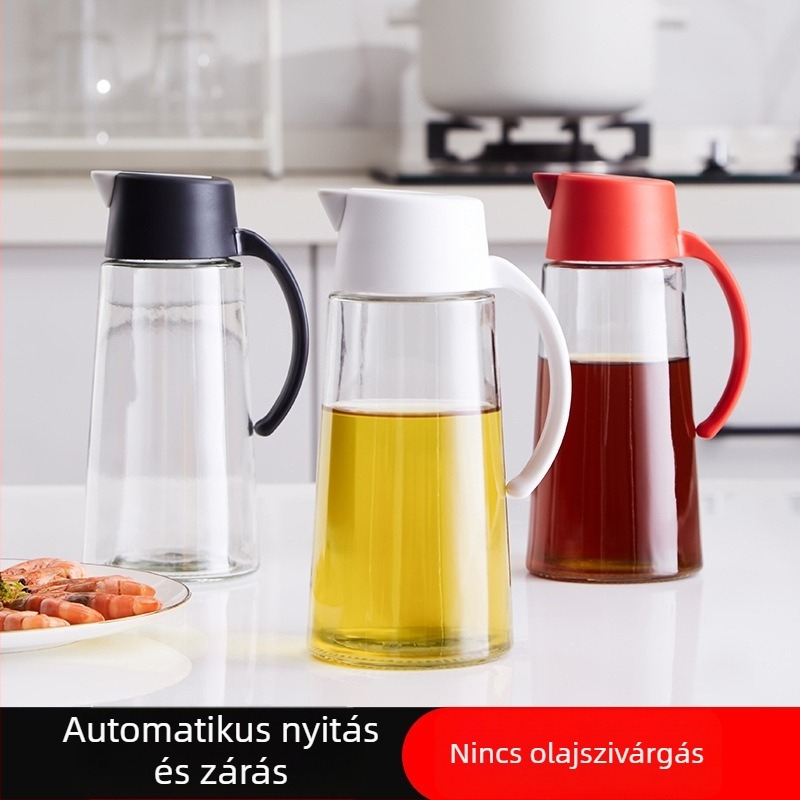 Automata nyitás-zárású üveg olajtartó, készlet szójaszószhoz és ecethez