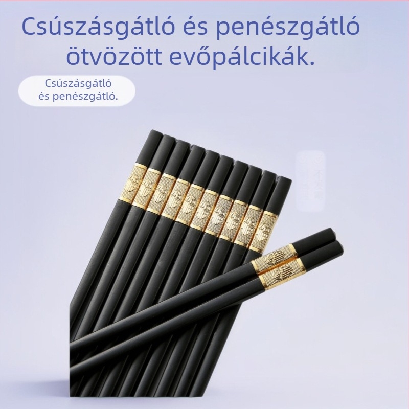Magas minőségű ötvözet evőpálcikák, csúszásmentes, antibakteriális, penészálló, hőálló, szállodai és éttermi használatra