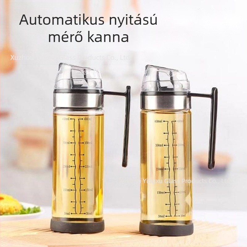 Üveges olajtartó anti-csepegő mechanizmussal, nagy kapacitású, automatikus adagolás a konyhában