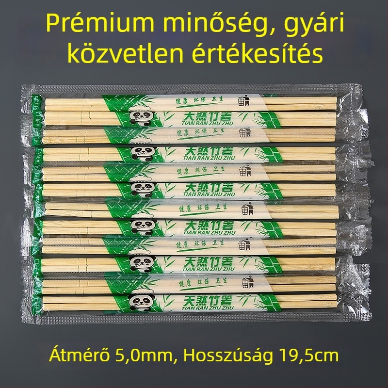 Kék‑fehér porcelán mintás egyszer használatos bambusz evőpálcák, hosszított és vastagított változatban, egyedi csomagolásban, ideális vacsorákhoz és kültéri étkezéshez, környezetbarát és kényelmes hotelben és otthon