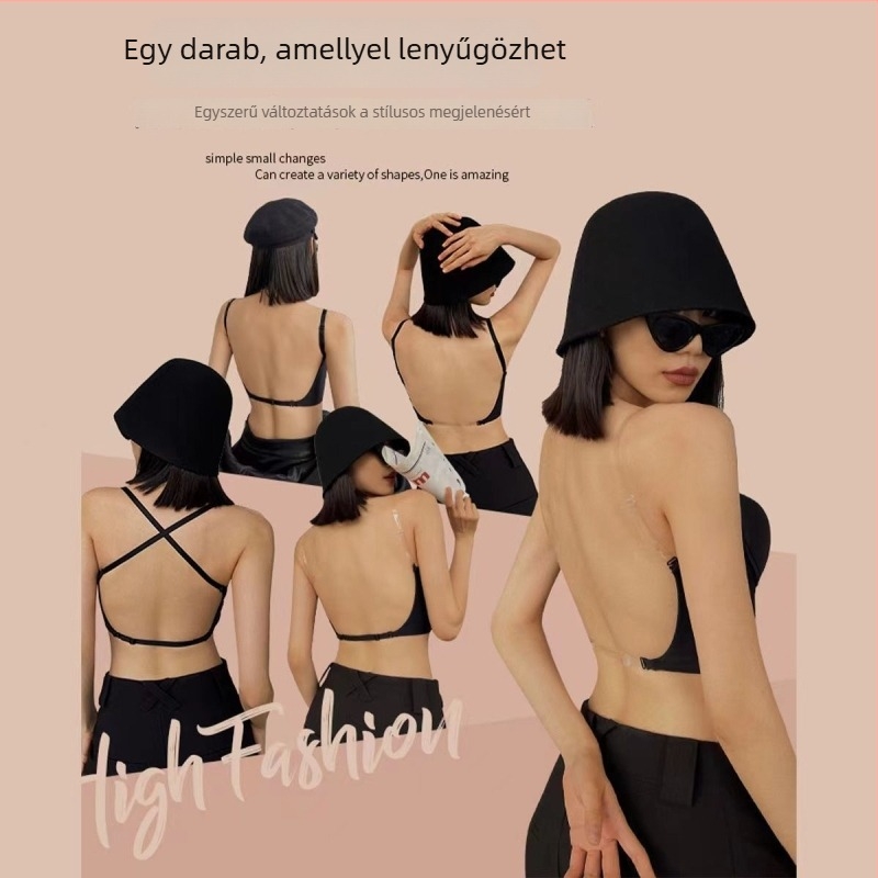 Szexi varrás nélküli mély V-nyakú melltartó push-up, oldalsó mell összegyűjtése, U-formájú hátsó, nyitott hátsó estélyihez