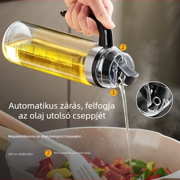Szivárgásmentes üvegből készült olajtartály automata nyitás-zárás funkcióval, szója szósszal, ecettel és fűszerekkel – konyha