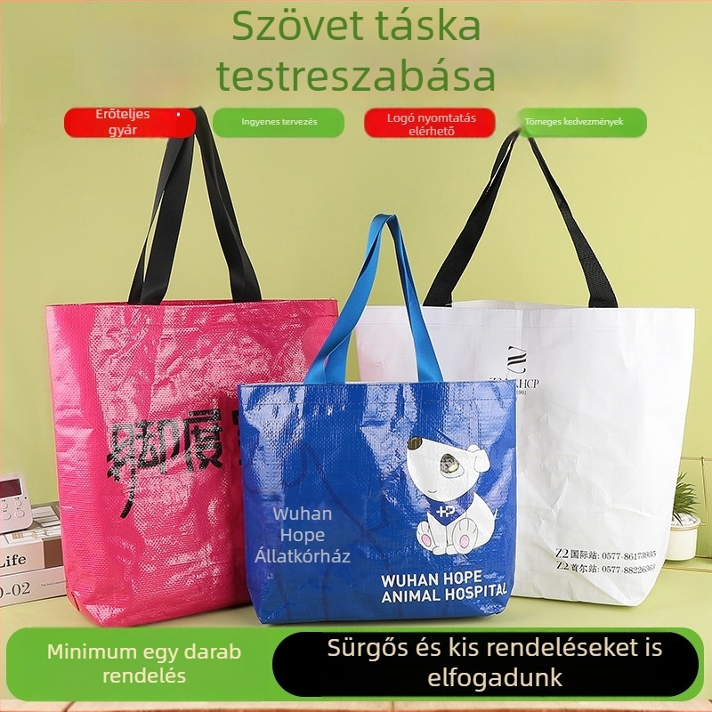 Egyedi szőtt bevásárlótáska logónyomással, figyelemfelkeltő és környezetbarát