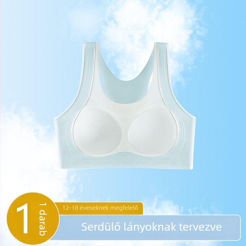 Fejlődésben lévő lányok számára varrat nélküli, légáteresztő melltartó, integrált rögzített kosárral