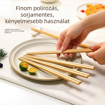 Természetes bambusz evőpálcikák, kiváló minőségűek háztartási és éttermi használatra, higiénikusak, nedvességállóak, penészmentesek, hordozhatóak, karbonizált bambusz