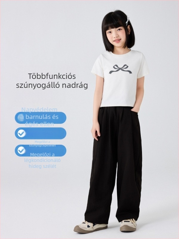 Gyermekeknek készült vékony, széles lábú nyári nadrág Ice Silk anyagból, szúnyogriasztó, kényelmes mindennapi viselet