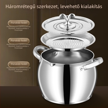 Rozsdamentes acél zsírtál fedéllel és szűrővel, nagy kapacitású konyhai olajtartály