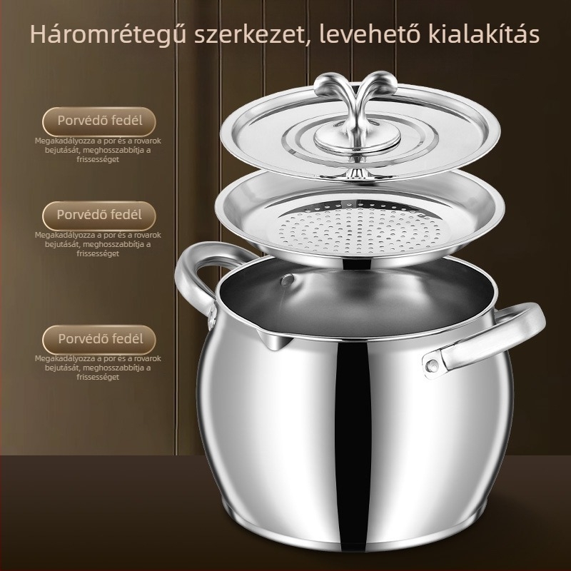 Rozsdamentes acél zsírtál fedéllel és szűrővel, nagy kapacitású konyhai olajtartály