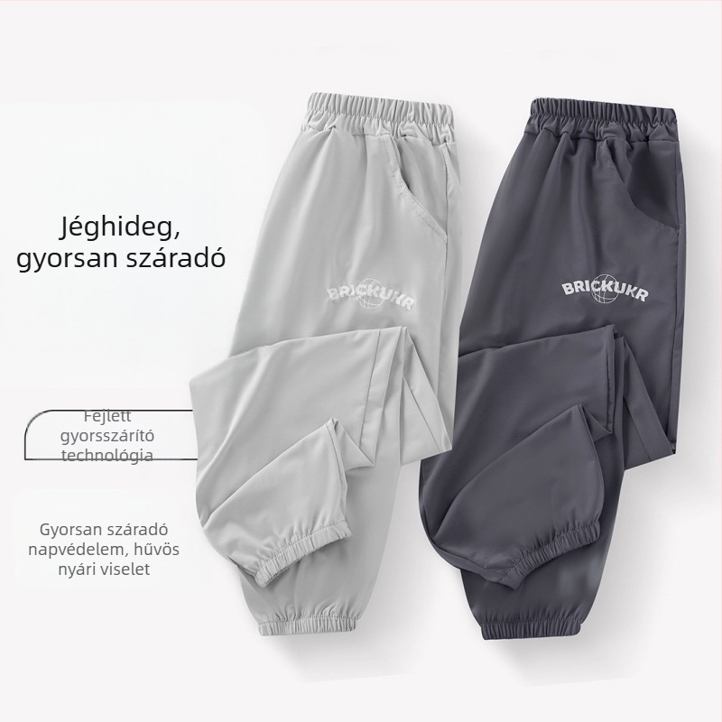 Nyári gyerekeknek szánt szúnyogellenes, vékony, hűsítő sportnadrág, 3/4 hosszú, gyorsan száradó