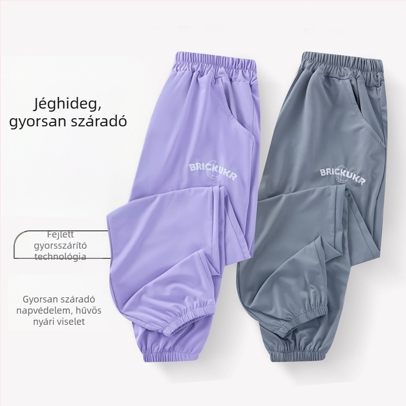 Nyári gyerekeknek szánt szúnyogellenes, vékony, hűsítő sportnadrág, 3/4 hosszú, gyorsan száradó